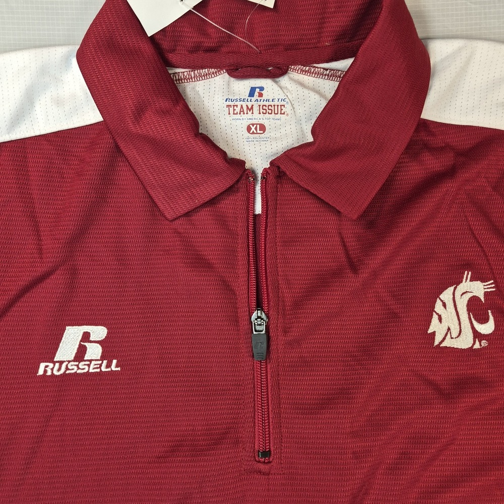 NWT Russell Athletic Team Issue Washington State Cougars Quarter Zip Crimson Red
